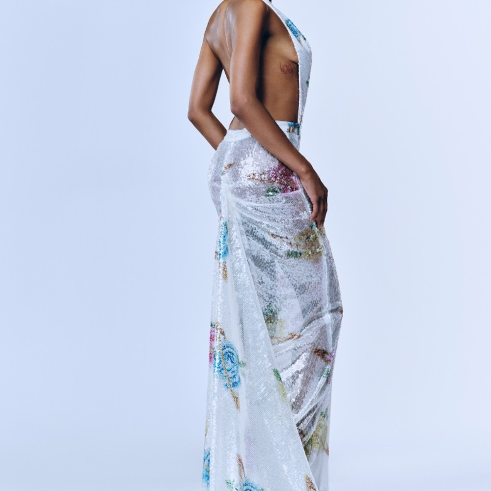 Elegant Floral Sequin Dress